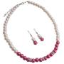 Sizzle Jewelry Ivory Pink w/ Hot Pink Necklace Set w/ Diamante Spacer