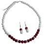 Red & White Pearls Rondelle Rhinestone Spacer Beautiful Jewelry Set