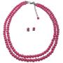 Double Stranded Hot Pink Pearls Ancient Look Jewelry Necklace Set