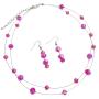 Double Stranded Illusion Hot Pink Crystal Necklace Set