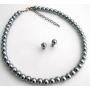 Silver Gray Pearls Necklace Set Wedding Occasion Jewelry