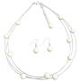 Timeless Elegant Three Stranded Ivory Pearl Necklace Earrings