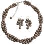 Twisted Necklace Brown Pearls Bridesmaid Jewelry Set Other Colors Available