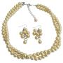 Maid of Honor Jewelry In Yellow Pearls Twisted Necklace with Grape Earrings