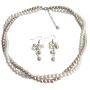 Fine Jewelry Set Bridesmaid In Ivory And Champagne Pearls Two Strands Twisted Necklacet