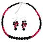 Fascinate Wedding Jewelry In Magenta Black Pearl with Grape Earrings Set