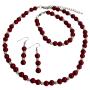 Gift Your Love On All Occasion Gift Red Pearls Silver Beads Jewelry Set
