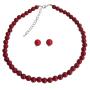 Specialize Handcrafted Custom Jewelry Single Strand Red Pearl Necklace Stud Earrings Bridal Party Jewelry