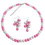 Wedding Jewelry In White Hot Pink Cluster Jewelry Cluster Earrings Set