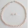 Pale Pink Lite Pink Blush Pink Pearl Necklace Stud Earrings Set