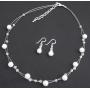 Ivory Pearl Swarovski Clear Crystals Floating Necklace Set