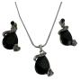 Jet Crystal Teardrop Necklace Very Sleek Danty Inexpensive Jewelry Set