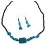Turquoise Nugget Jewelry Black Beaded Necklace Turquoise Choker Set