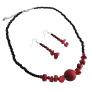 Coral Nugget Necklace Set Black Beaded Coral Nugget Choker Sets