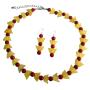 Apple Jade Faceted 8mm Beads Coral 4mm Bead Necklace & Silver Earrings