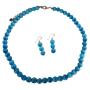 Beautiful Blue Jewelry Blue Cat Eye Necklace w/ Sterling Silver Earrings Custom Jewelry