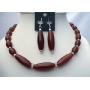 Custom Genuine Carnelian Bead Necklace Set w/ Bali Silver Spacing & Genuine Sterling Silver Earrings 