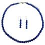 6mm Cat Eye Necklace Set Royal Blue Sterling Silver Necklace Set Handmade Beaded Jewelry