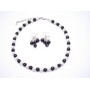 Simulated Pearls Black & White Jewelry Set w/ Dangling Pearls Earrings Necklace Sets