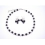 Simulated Pearls Black & White Jewelry Set w/ Dangling Pearls Earrings Necklace Sets  