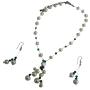 Potato Freshwater Pearl with Genuin Swarovski Erinite Crystal Handcrafted Necklace Set w/ Tassel Jewelry Set