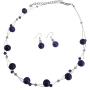 Inexpensive Wedding Jewelry Set Amethyst Swarovski Crystals Floating Illusion Necklace Set w/ Amethyst Glass Beads