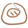 Light Organge Pearl Complete Set with Bracelet Prom Bridal BridesmaidWedding $10 Dainty Jewelry Set