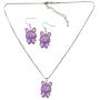 Beautiful Cute Purple Rabit Easter Jewelry Set Necklace & Earrings Affordable Gift For Girls Nice Jewelry