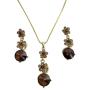 Gold Chain Necklace Light Dark Smoked Topaz Crystals Wedding Jewelry