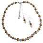 Wedding Party Jewelry Faux Champagne Pearls Chinese Clear Crystals