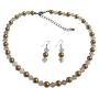 Clear Crystals Hazle Color Bridemaids Jewlery Golden Pearls Faux Pearls & Chinese Crystals Dainty Set   