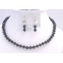 Black Crystals Necklace 6mm Bicone Crystals Jewelry Wedding Jewelry