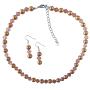 Peach Pearl And Chinese Orange Crystal Necklace Set Pearls perfect to Stand