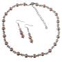 Prom Flower Girl Chinese AB Crystals & Champagne Pearls Necklace Set