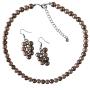 Grape Bunch Earrings Champagne & Bronze Pearls Wedding Jewelry Set