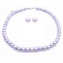 Pearls Wedding Jewelry Set Lilac & Silver w/ Stud Earrings
