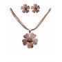 Vintage Ethnic Enamel Brown Flower & Smoked Topaz Crystals Jewelry