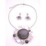 Beautifully Painted In Black White Designer Round & Earrings Necklace