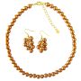 Gold Necklce Set with Golden Pearls Affordable Bridal BridesmaidHandmade Jewelry Set