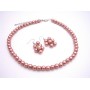 Dangling Grape Pearl Earrings Set Match Wedding Jewelry In Brick Guava Necklace Set