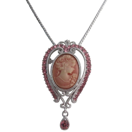 Unique Crown Queen Cameo Pendant Neklace For A Prom