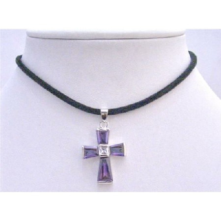 Cross Jewelry Necklace Amethyst Cross Pendant Vintage Pendant
