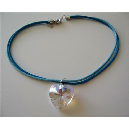 Romantic Jewelry Swarovski AB 28mm Heart Crystals Necklace