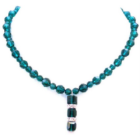 Emerald Crystal Round Bead Swarovski Crystal Necklace Sophisticate Gift