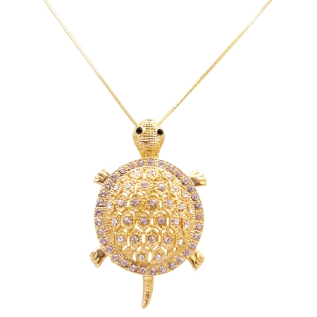Shiny Gold Turtle Pendant Brooch Charming Turtle Pendant Necklace