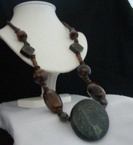 wooden beaded necklaces. Antique Wood Bead Necklace w/