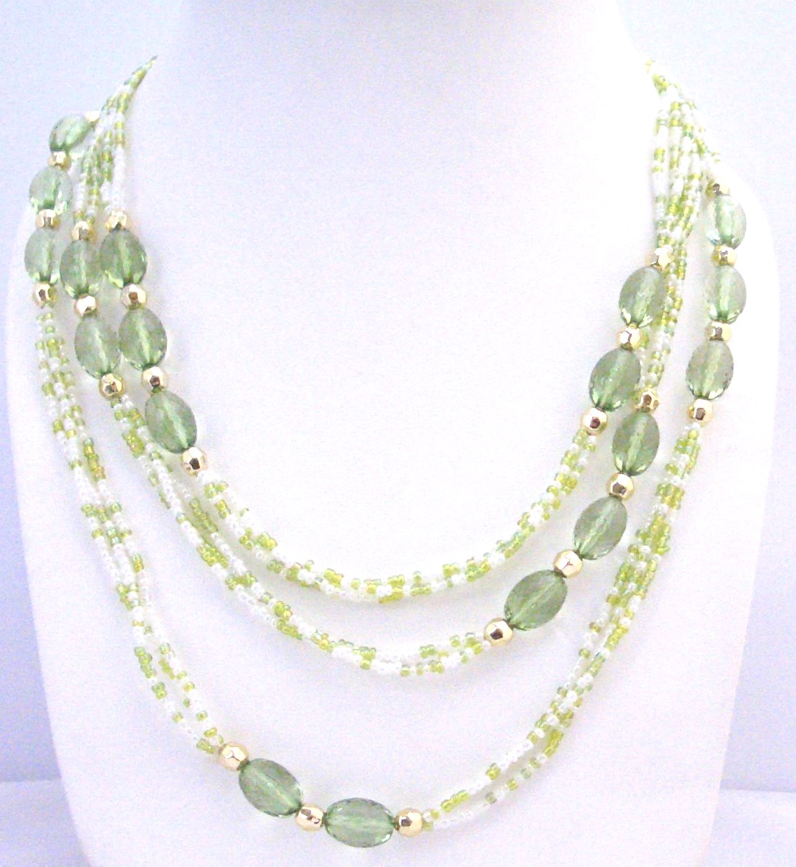 Fashion Bracelets on Green Fancy W  Tiny White Beads Long Fancy Lucite Beads Long Necklace