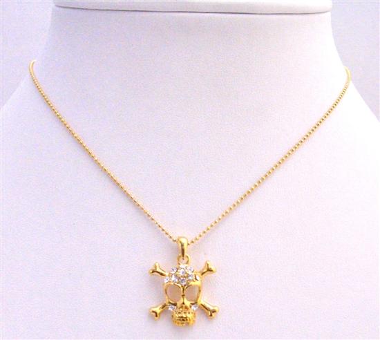gold pendant necklace. Gold SKull Pendant Necklace