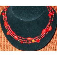 Red Cool Color Necklace 3 strand