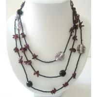 Long chain Black Beaded w/ Assorted Beads & Shape 60 Inches Long Necklace